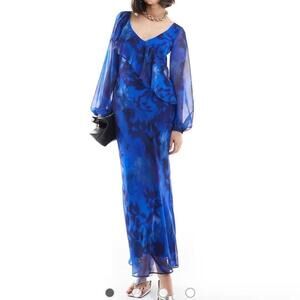 ASOS DESIGN diagonal frill bias cut maxi dress in floral print